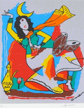 Gaja-Gamini Series, Painting by Maqbool Fida Husain, 25.5 X 19.75 inches